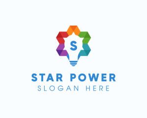 Colorful Geometric Star Bulb  logo design