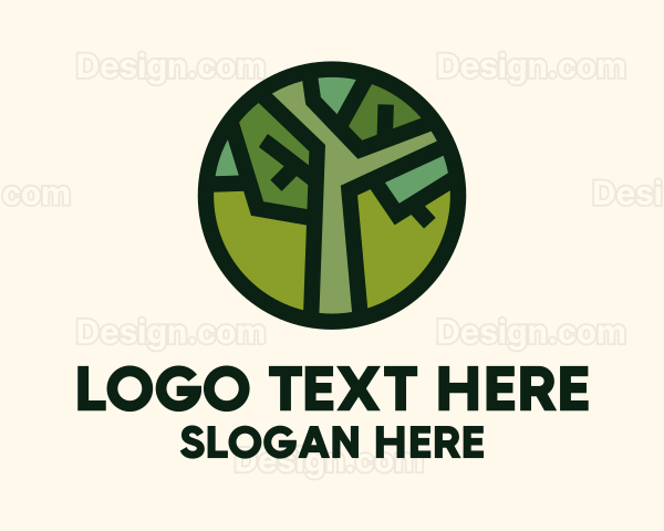 Geometric Tree Badge Logo