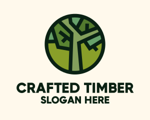 Geometric Tree Badge logo design