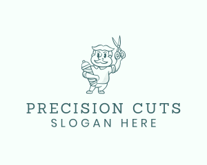 Barber Pole Scissors logo design