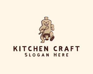 Kitchen Cook Rolling Pin logo design