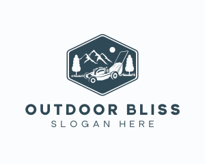 Outdoor Landscaping Lawn Mower logo design