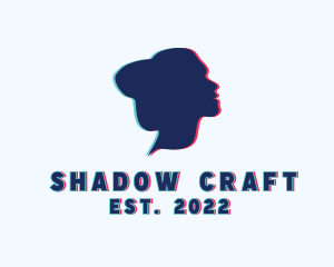 Woman Silhouette Glitch logo design