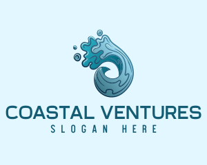 Circle Ocean Wave logo design