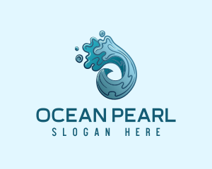 Circle Ocean Wave logo design