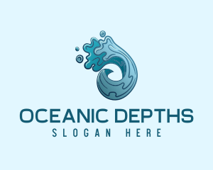 Circle Ocean Wave logo design