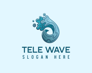 Circle Ocean Wave logo design