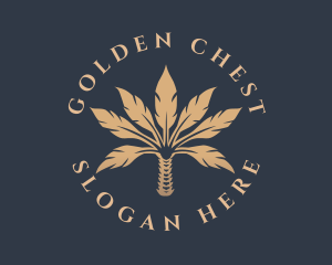 Golden Natural Leaf  logo design