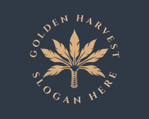 Golden Natural Leaf  logo design