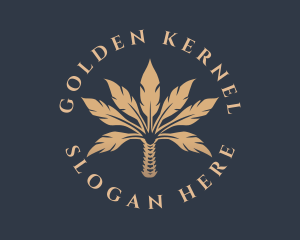 Golden Natural Leaf  logo design