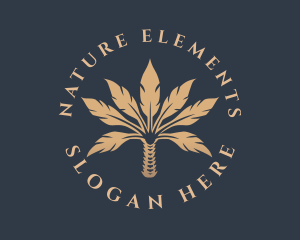 Golden Natural Leaf  logo design