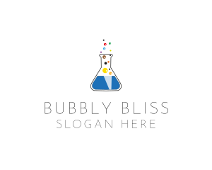 Lab Flask Bubbles logo design