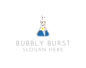 Lab Flask Bubbles logo design