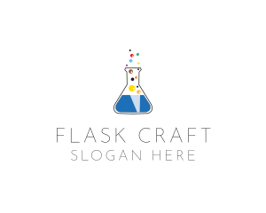 Lab Flask Bubbles logo design