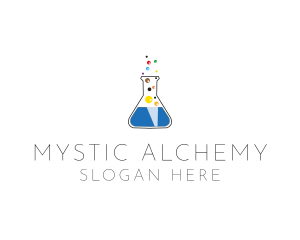 Lab Flask Bubbles logo design