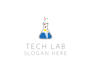 Lab Flask Bubbles logo design