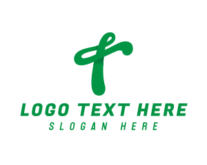 Green Script T logo