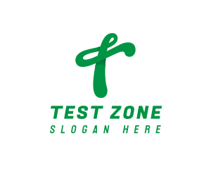 Green Script T logo design