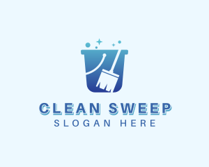 Cleaning Broom Bucket logo design