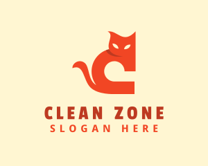 Orange Cat Letter C logo design