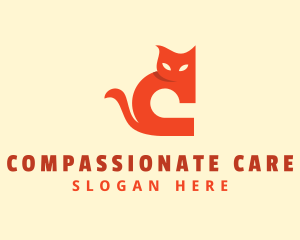 Orange Cat Letter C logo design