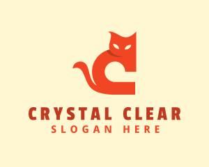 Orange Cat Letter C logo design