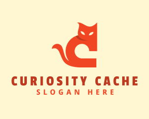 Orange Cat Letter C logo design