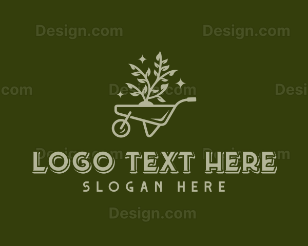 Planting Wheelbarrow Landscaper Logo