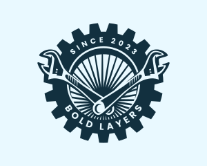 Wrench Cog Mechanic logo design