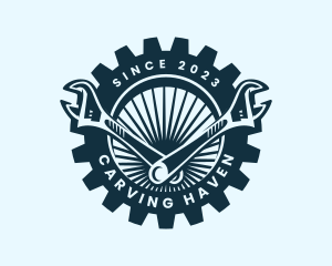 Wrench Cog Mechanic logo design