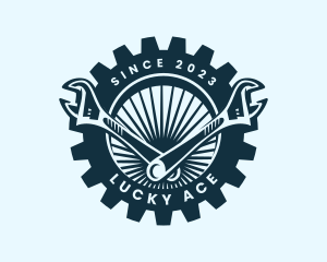 Wrench Cog Mechanic logo design