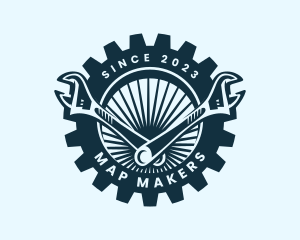 Wrench Cog Mechanic logo design