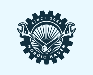 Wrench Cog Mechanic logo design