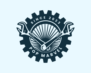 Wrench Cog Mechanic logo design