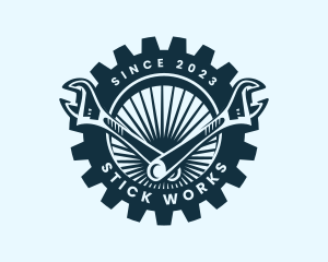 Wrench Cog Mechanic logo design