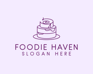 Purple Minimal Cake  logo design