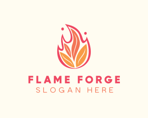 Organic Fire Leaves  logo design