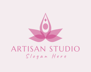 Abstract Woman Lotus Yoga logo design