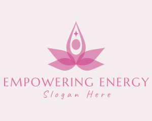 Abstract Woman Lotus Yoga logo design