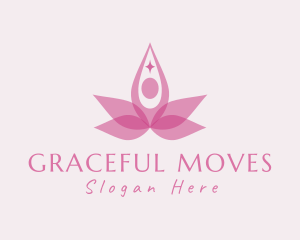 Abstract Woman Lotus Yoga logo design