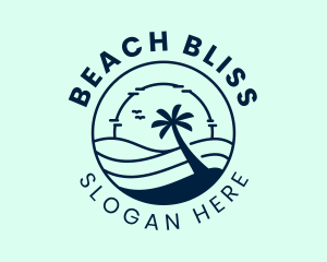 Ocean Beachside Sunset logo design