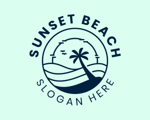 Ocean Beachside Sunset logo design