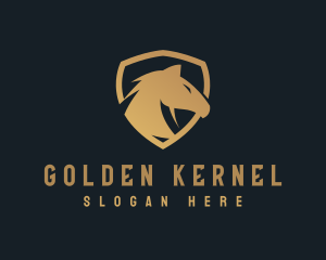 Gold Horse Shield logo design