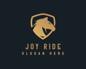 Gold Horse Shield logo design