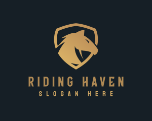 Gold Horse Shield logo design