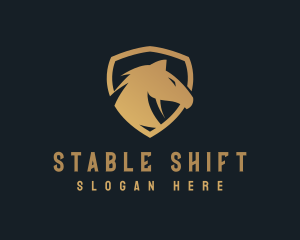 Gold Horse Shield logo design