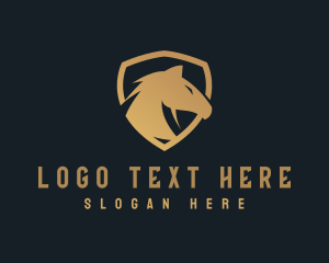 Shield - Gold Horse Shield logo design