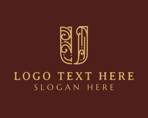 Elegant Decorative Swirl Letter U logo