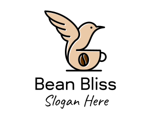 Hummingbird Coffee Bean  logo design