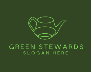 Minimalistic Green Teapot logo design